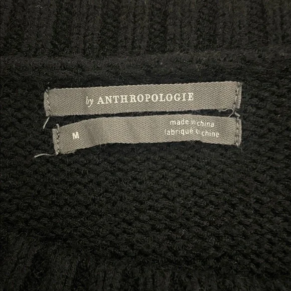 Anthropologie Black Cold Shoulder Cable Knit Sweater – Size M - Picture 4 of 7